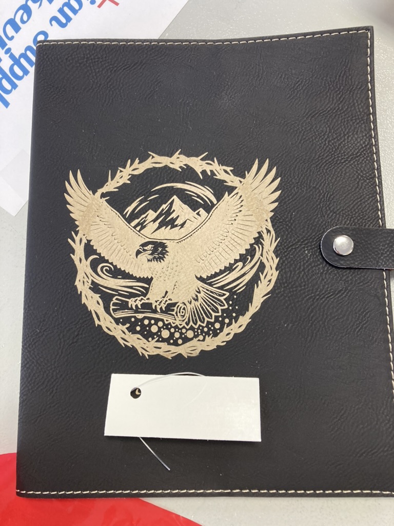 Bible cover laser engraved with an eagle design